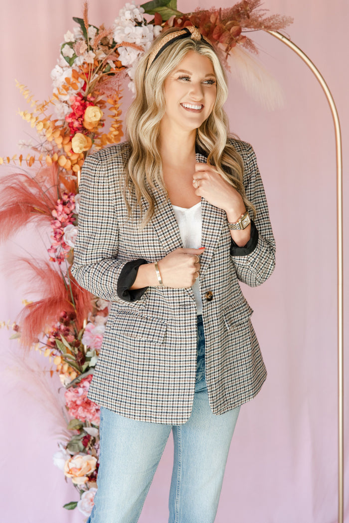 Ivory Houndstooth Blazer