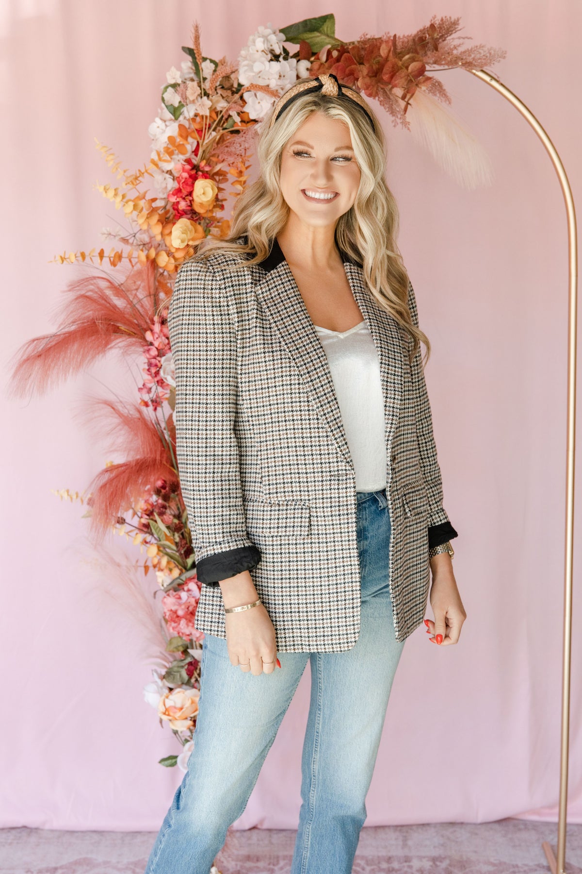 Ivory Houndstooth Blazer