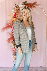 Ivory Houndstooth Blazer