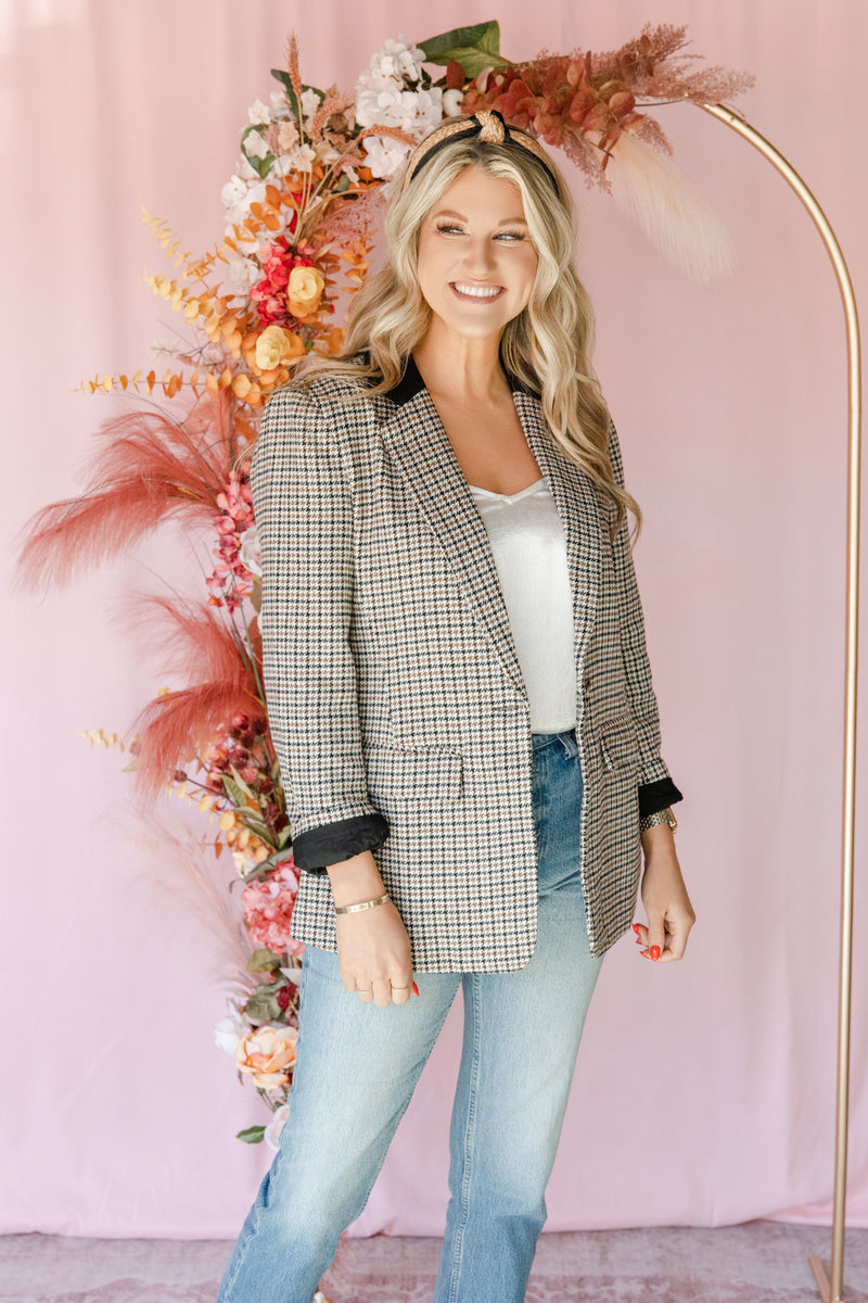Ivory Houndstooth Blazer