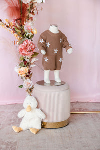 Flower Detail Cotton Knit Onesie