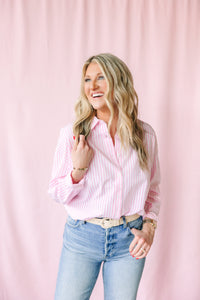 Pink Stripe Button Down