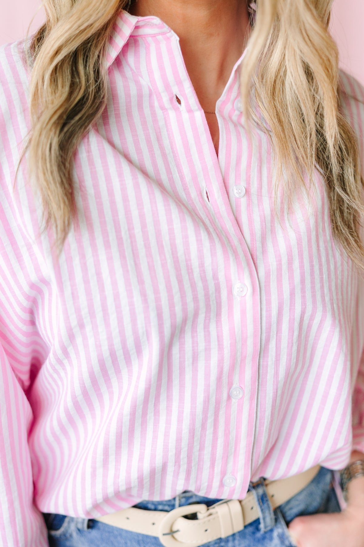 Pink Stripe Button Down