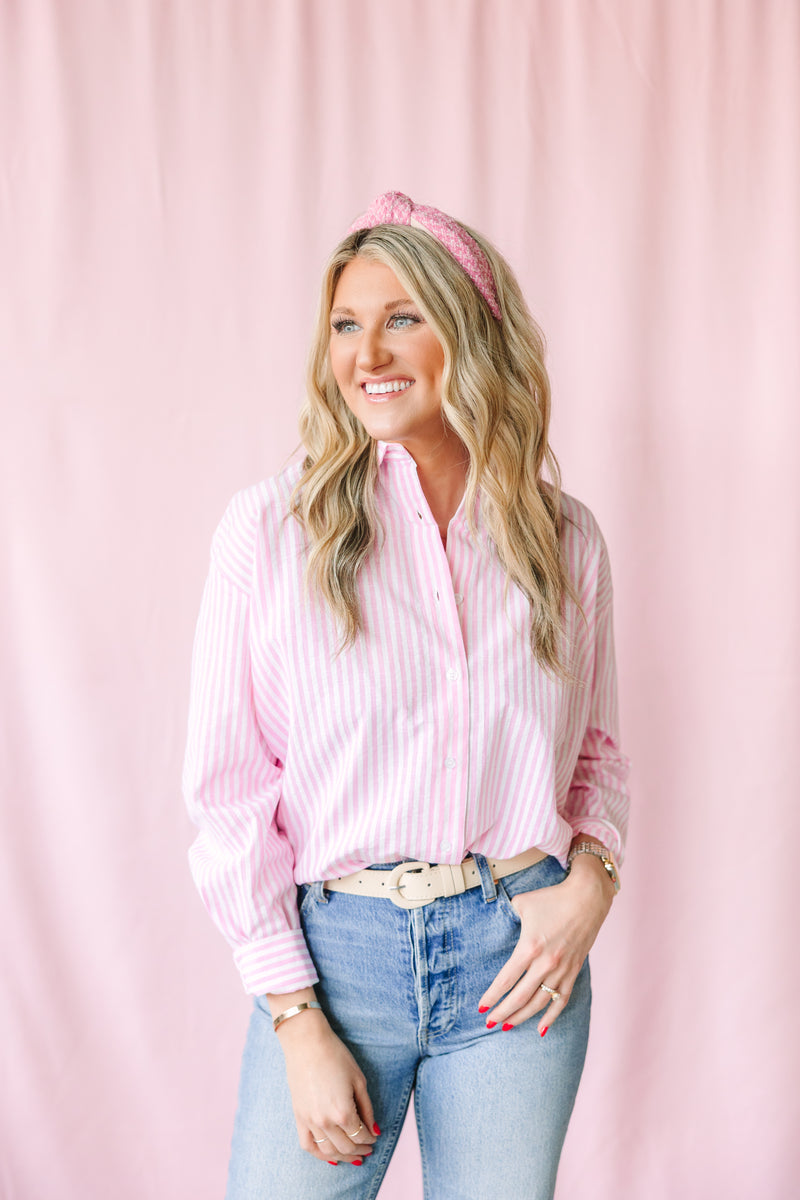 Pink Stripe Button Down