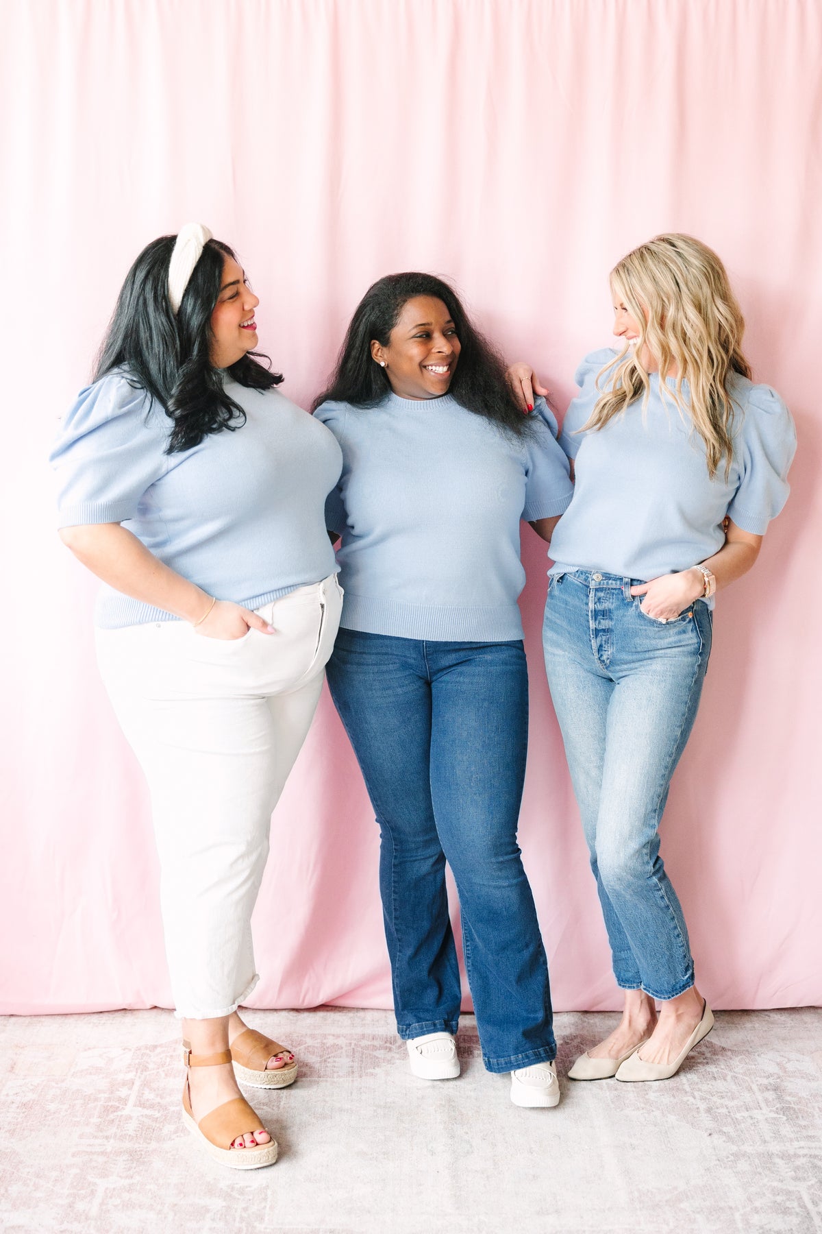 Light Blue Short Sleeve Sweater Top