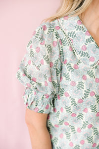 Puff Sleeve Floral Button Up