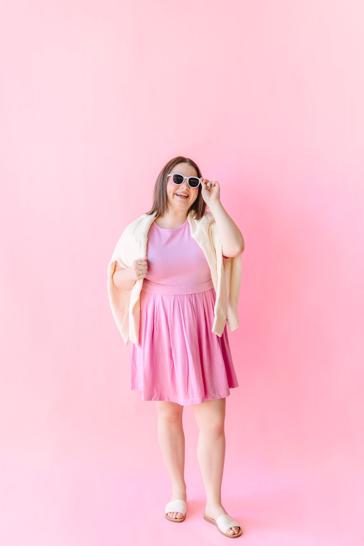 Short Sleeve Sweatshirt Dress- Pink