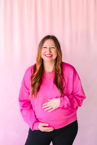 Fuchsia Scuba Cropped Sweatshirt