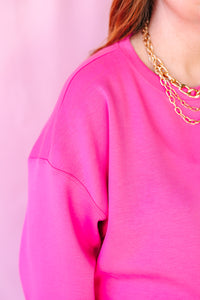 Fuchsia Scuba Cropped Sweatshirt