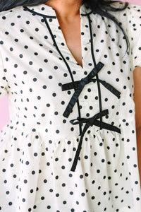 Bubble Sleeve Polka Dot Top