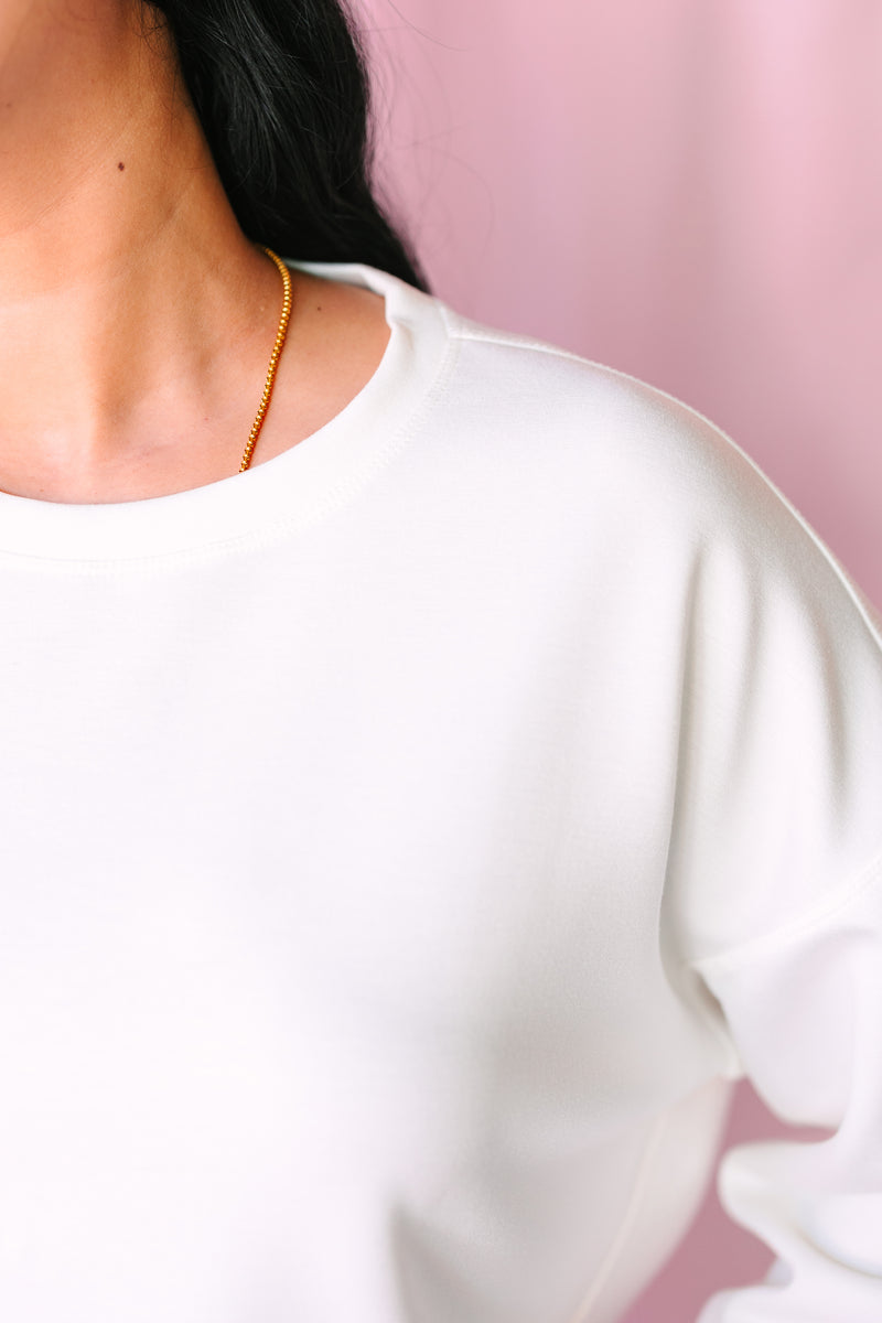 White Scuba Cropped Sweatshirt