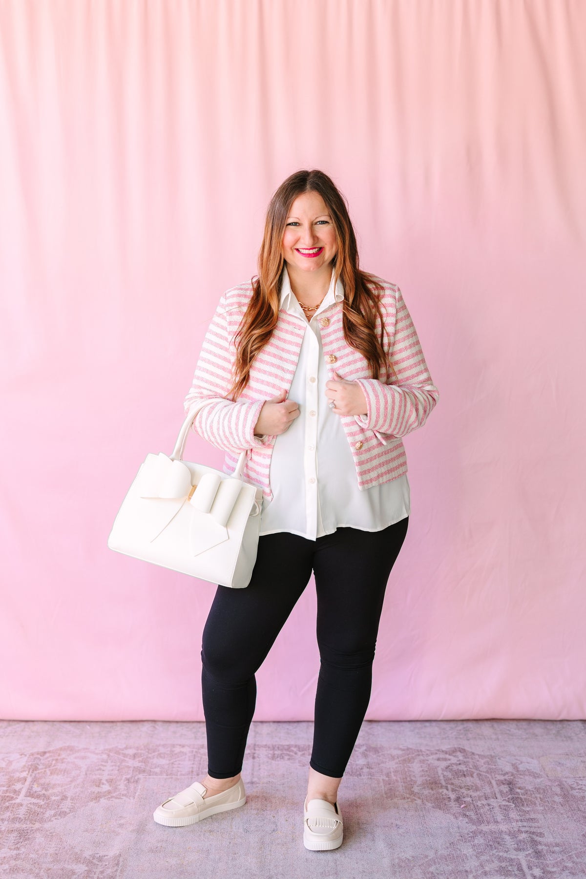 Gold Button Pink Stripe Jacket