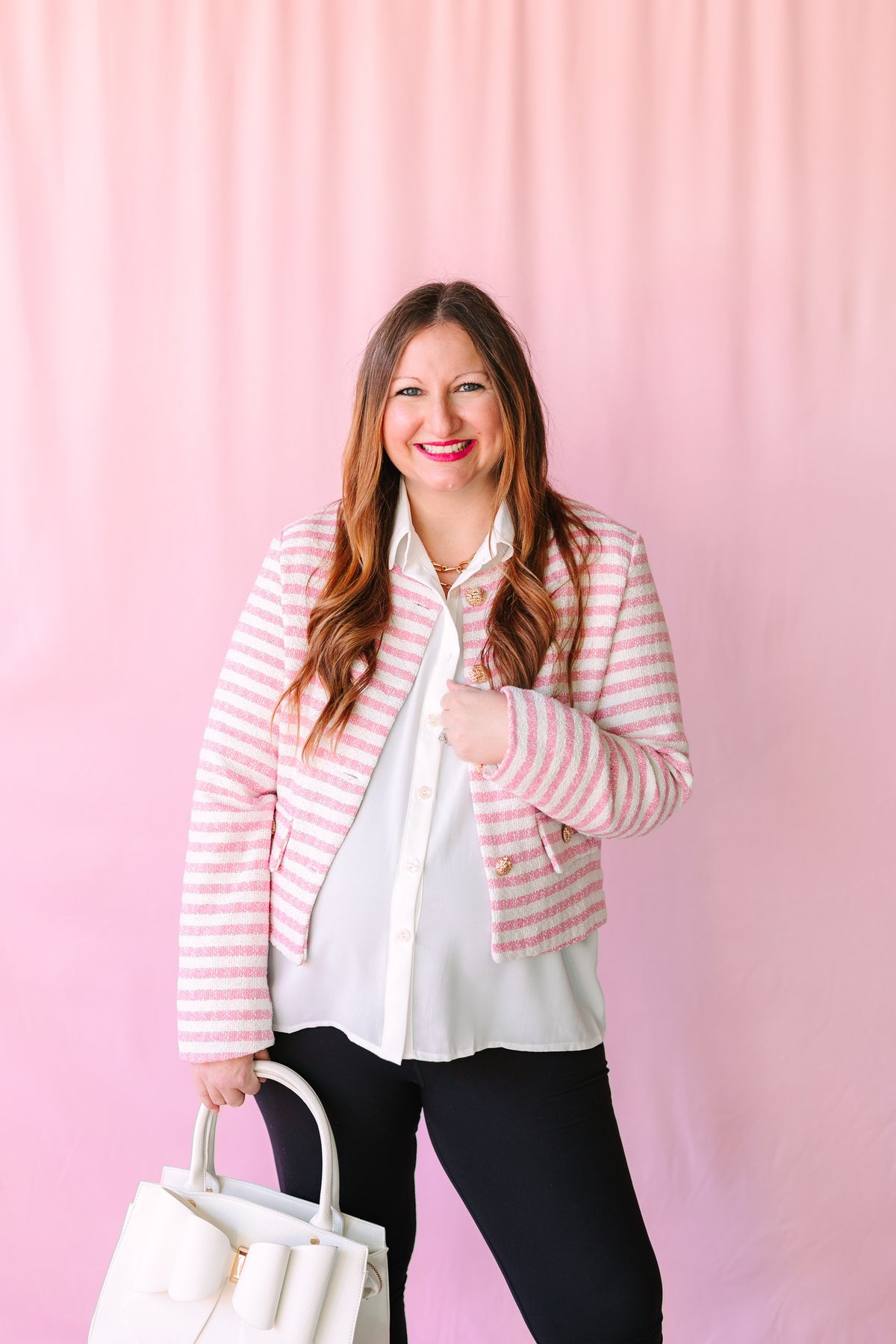 Gold Button Pink Stripe Jacket