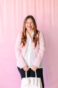 Gold Button Pink Stripe Jacket