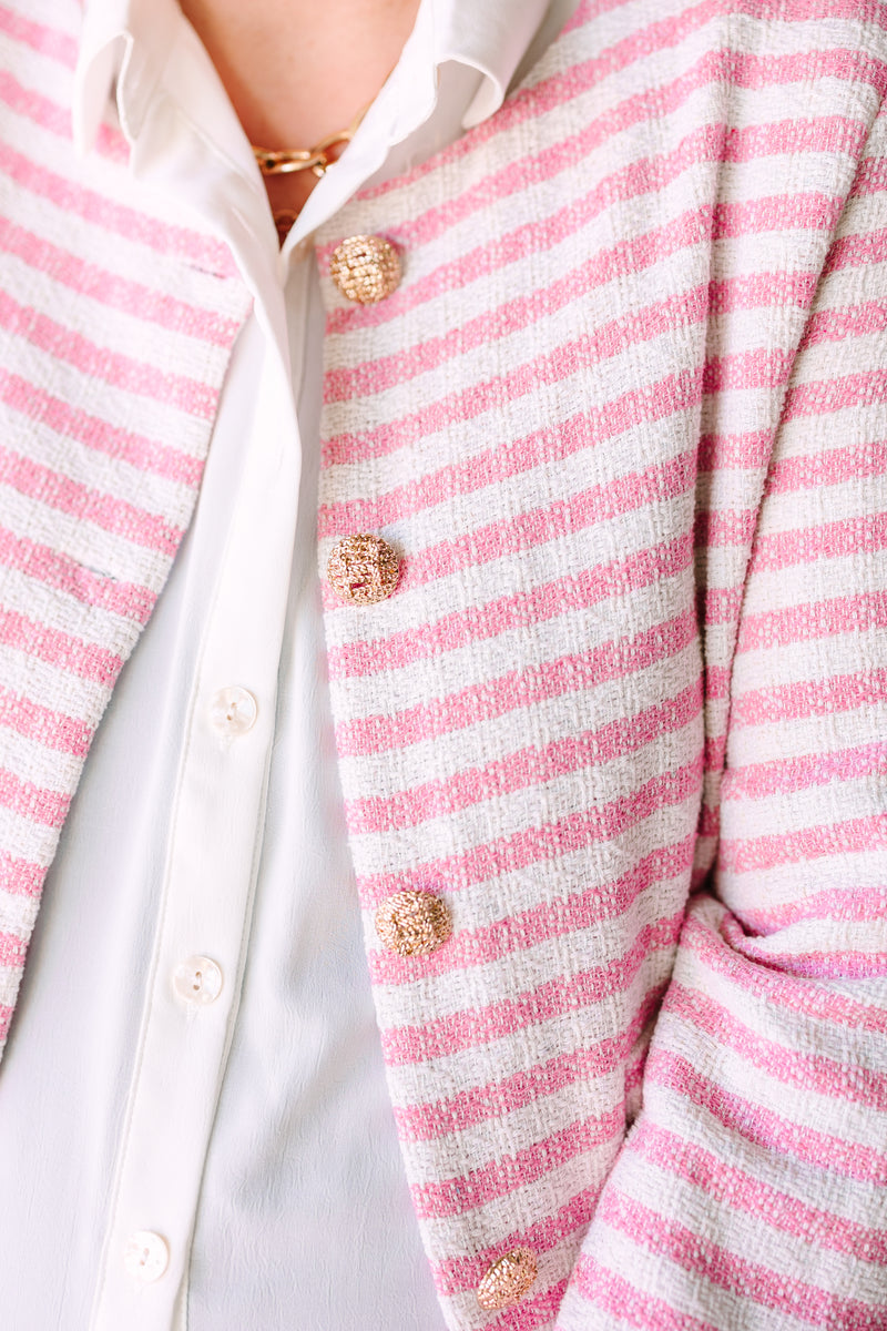 Gold Button Pink Stripe Jacket