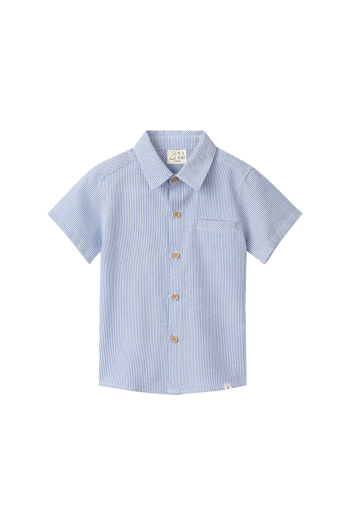 Navy Seersucker Woven Shirt