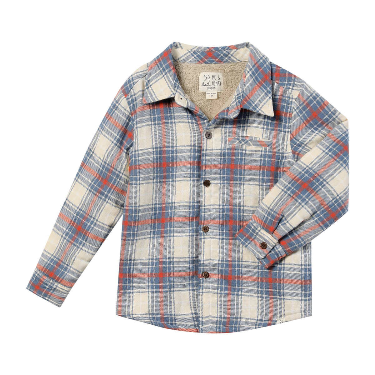 Blue/Orange/White Plaid Shacket