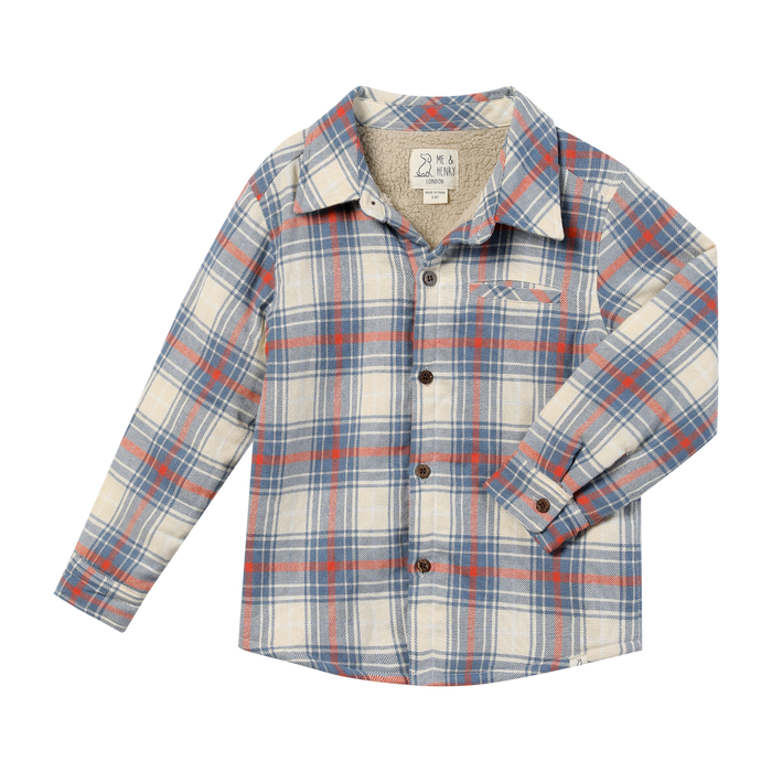 Blue/Orange/White Plaid Shacket