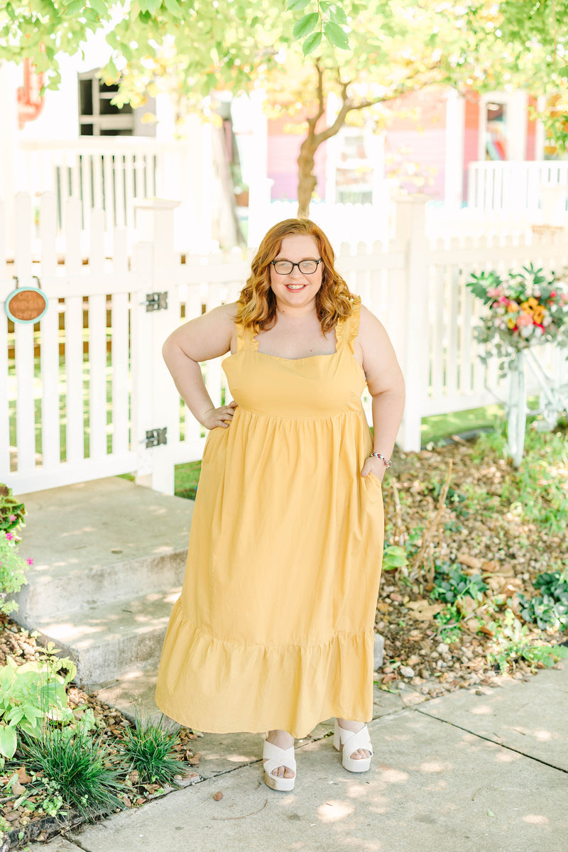 Yellow Ruffle Strap Dress