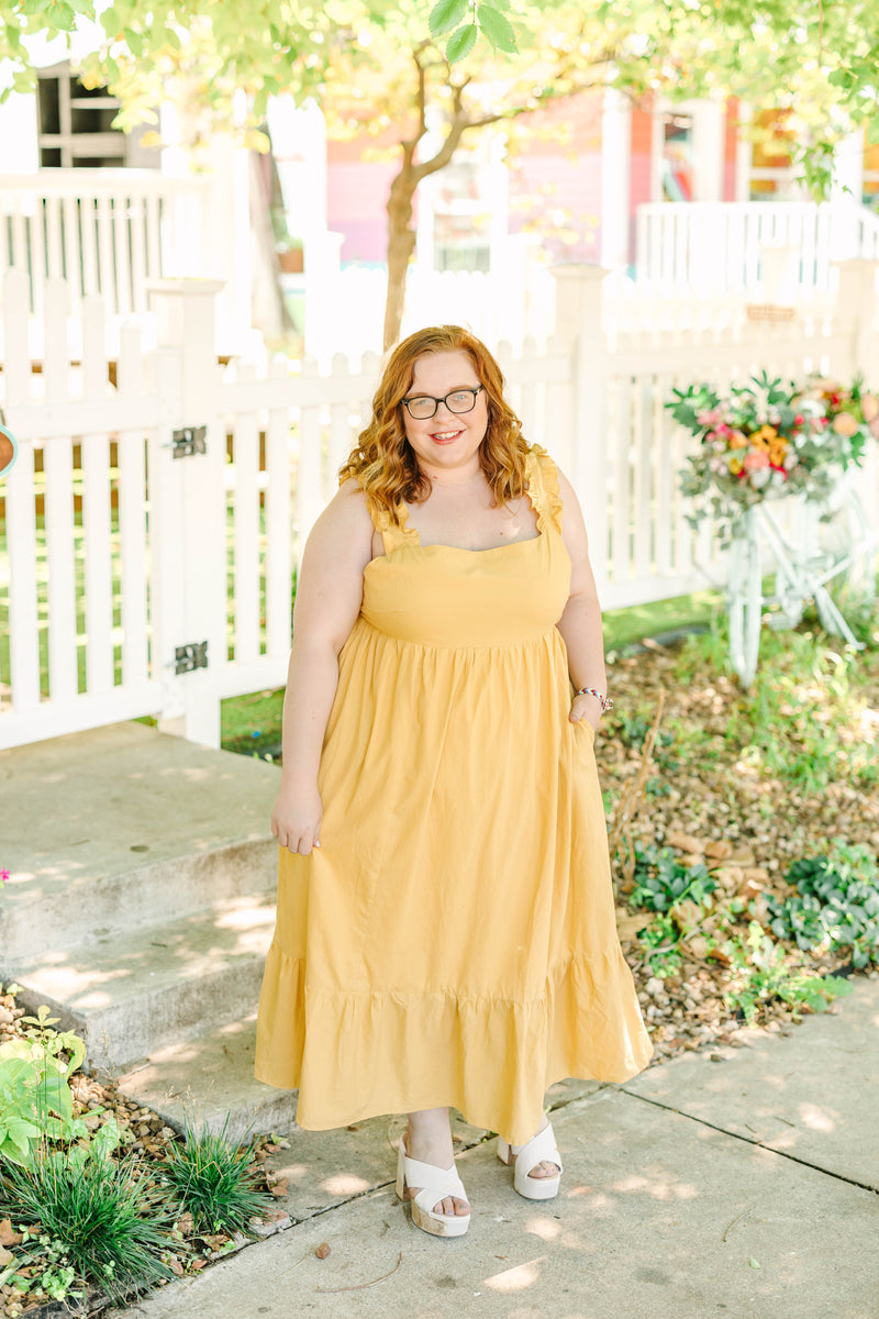 Yellow Ruffle Strap Dress