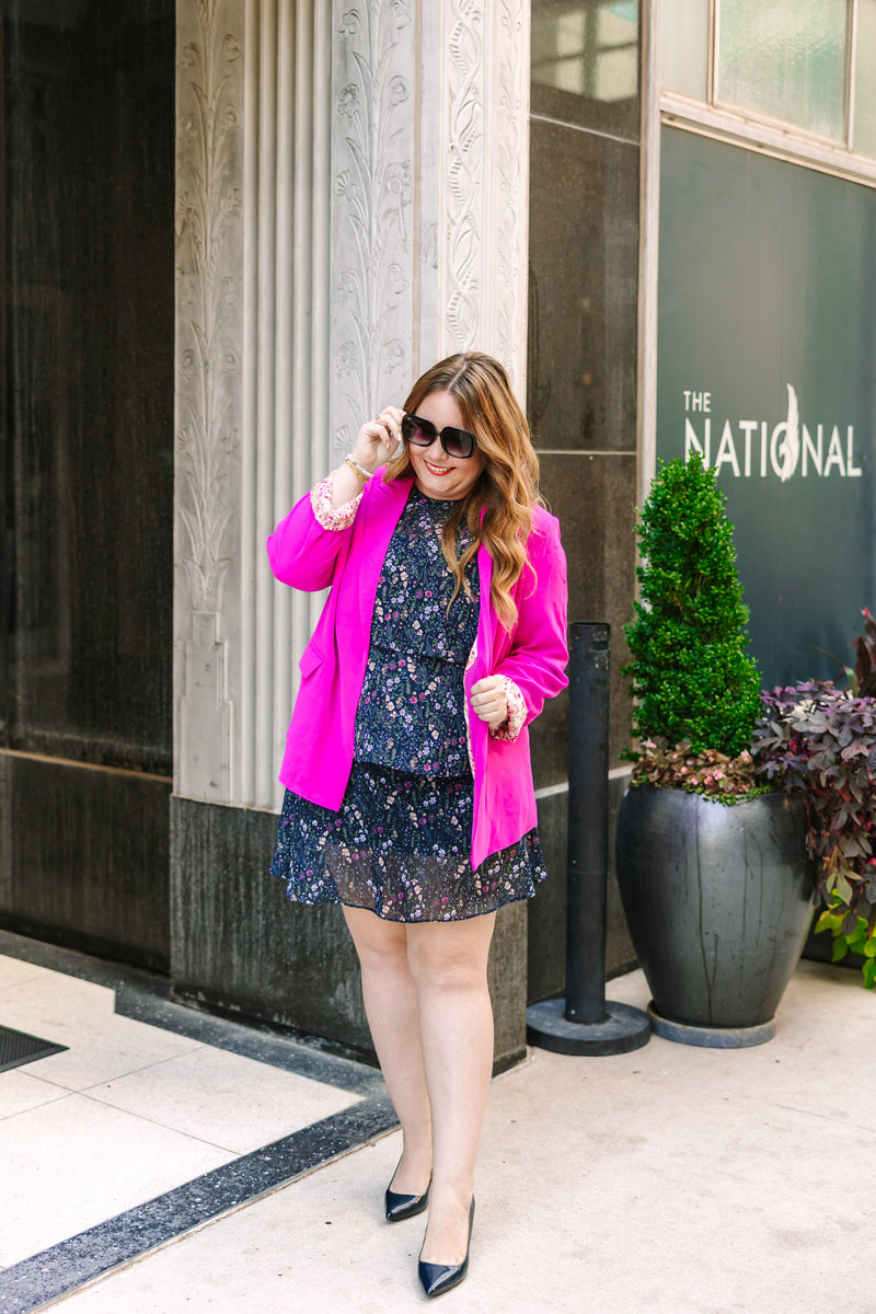 Navy Floral Tiered Mini Dress