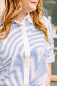 Blue-White Striped Collared Shirt