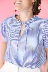 Striped Front Tie Blouse