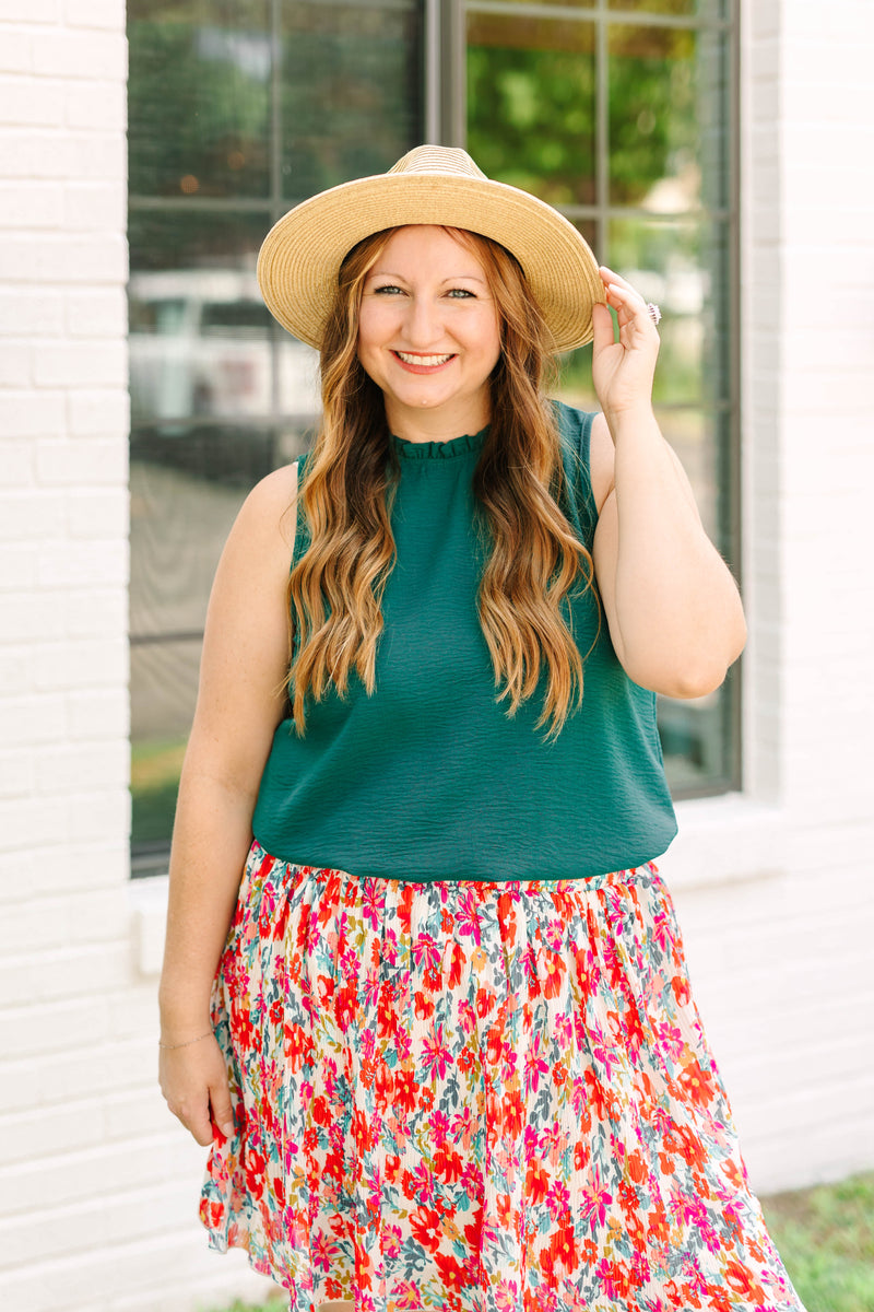 Flower Pleated Detail Skirt