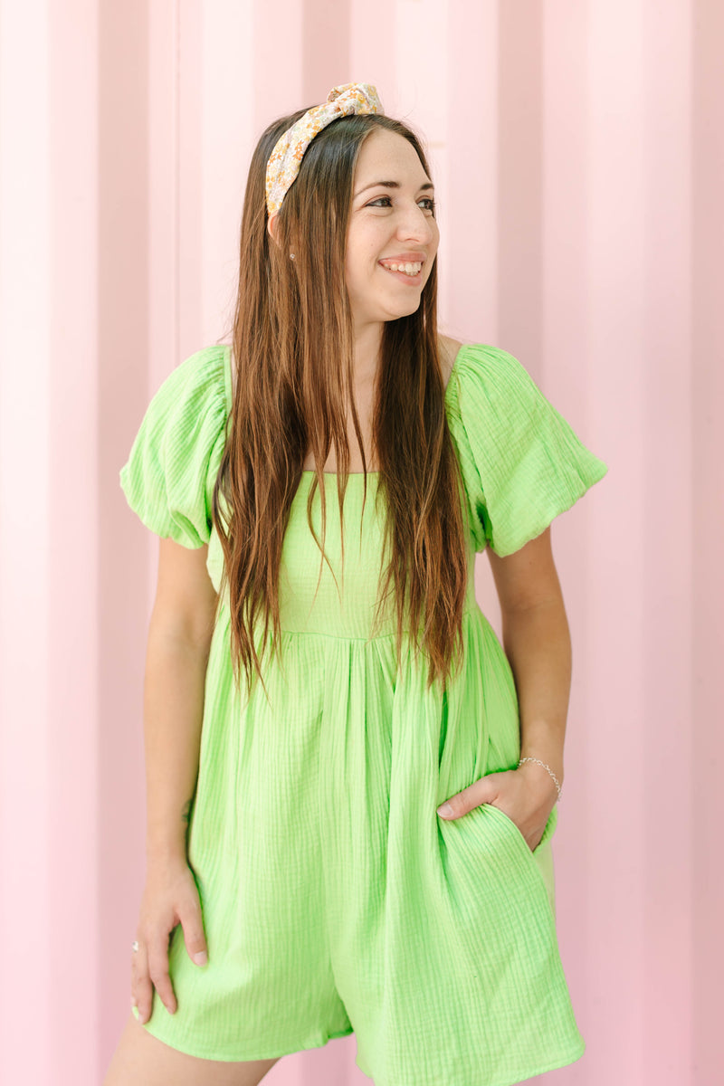 Bright Green Bubble Romper
