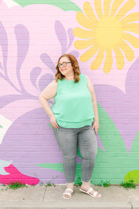 Mint Double Tiered Flare Tank