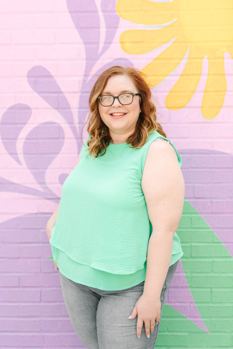 Mint Double Tiered Flare Tank