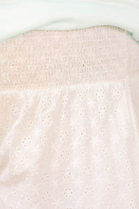 White Smocked Eyelet Shorts