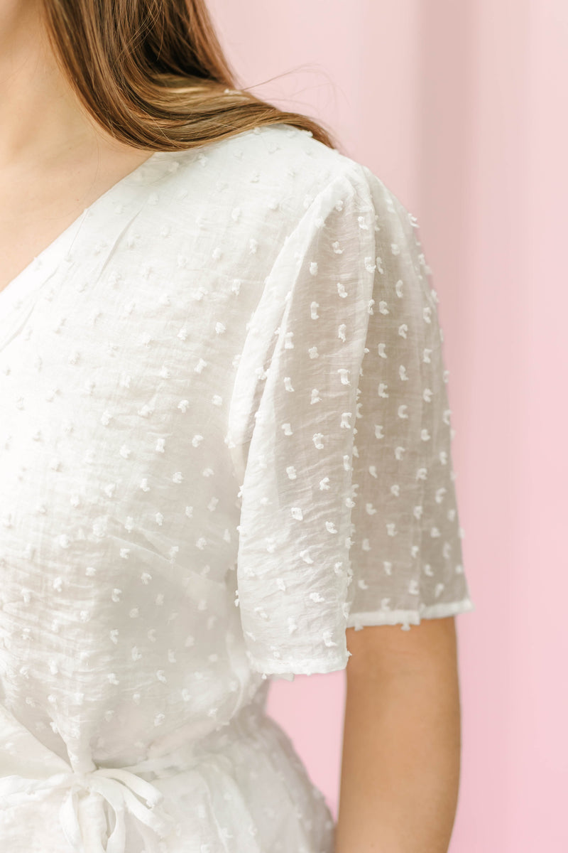 White Dot Surplus Top