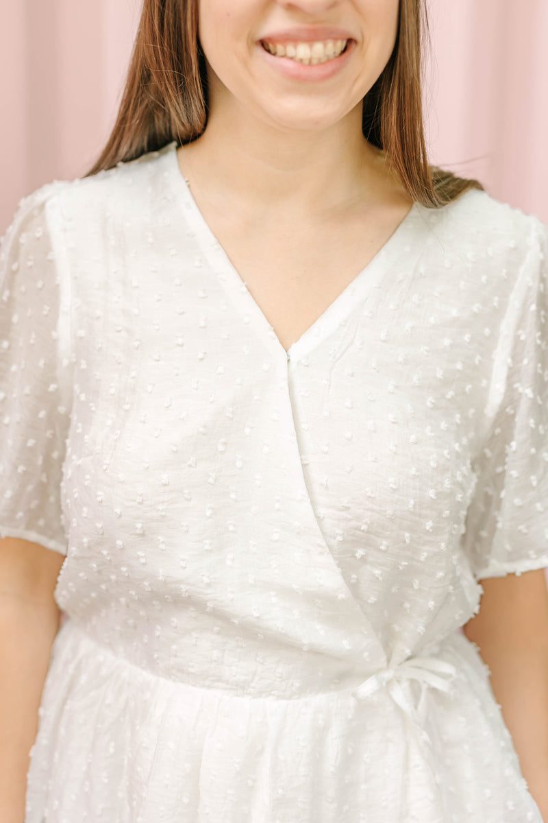 White Dot Surplus Top