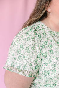 Ivory Green Floral Maxi Dress