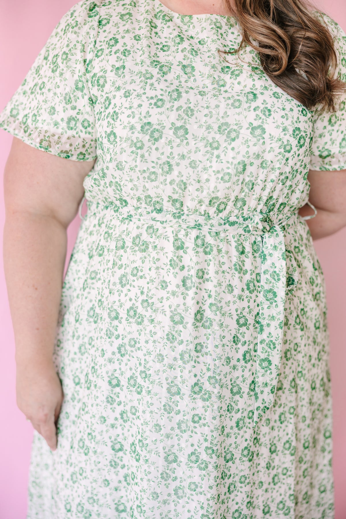 Ivory Green Floral Maxi Dress
