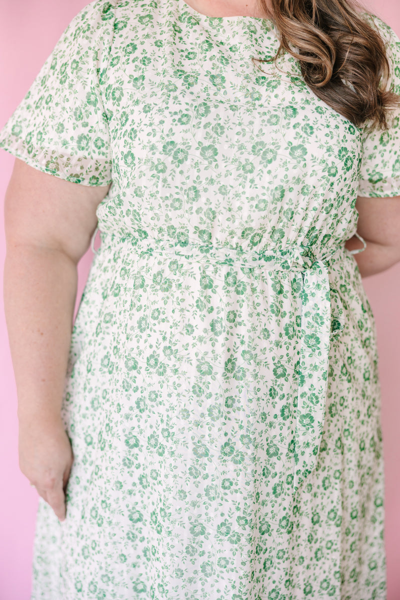 Ivory Green Floral Maxi Dress