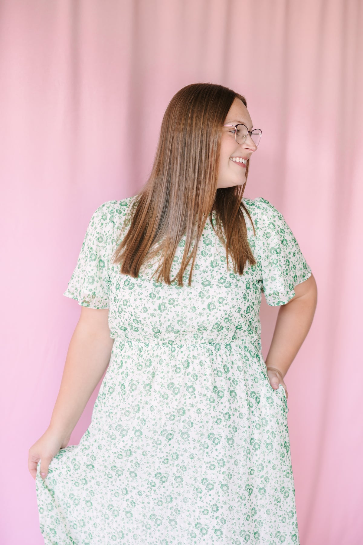 Ivory Green Floral Maxi Dress