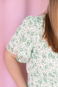 Ivory Green Floral Maxi Dress