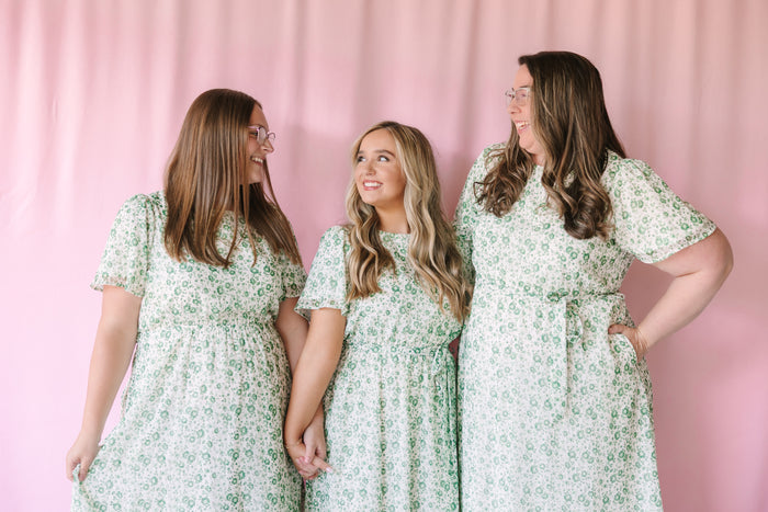Ivory Green Floral Maxi Dress