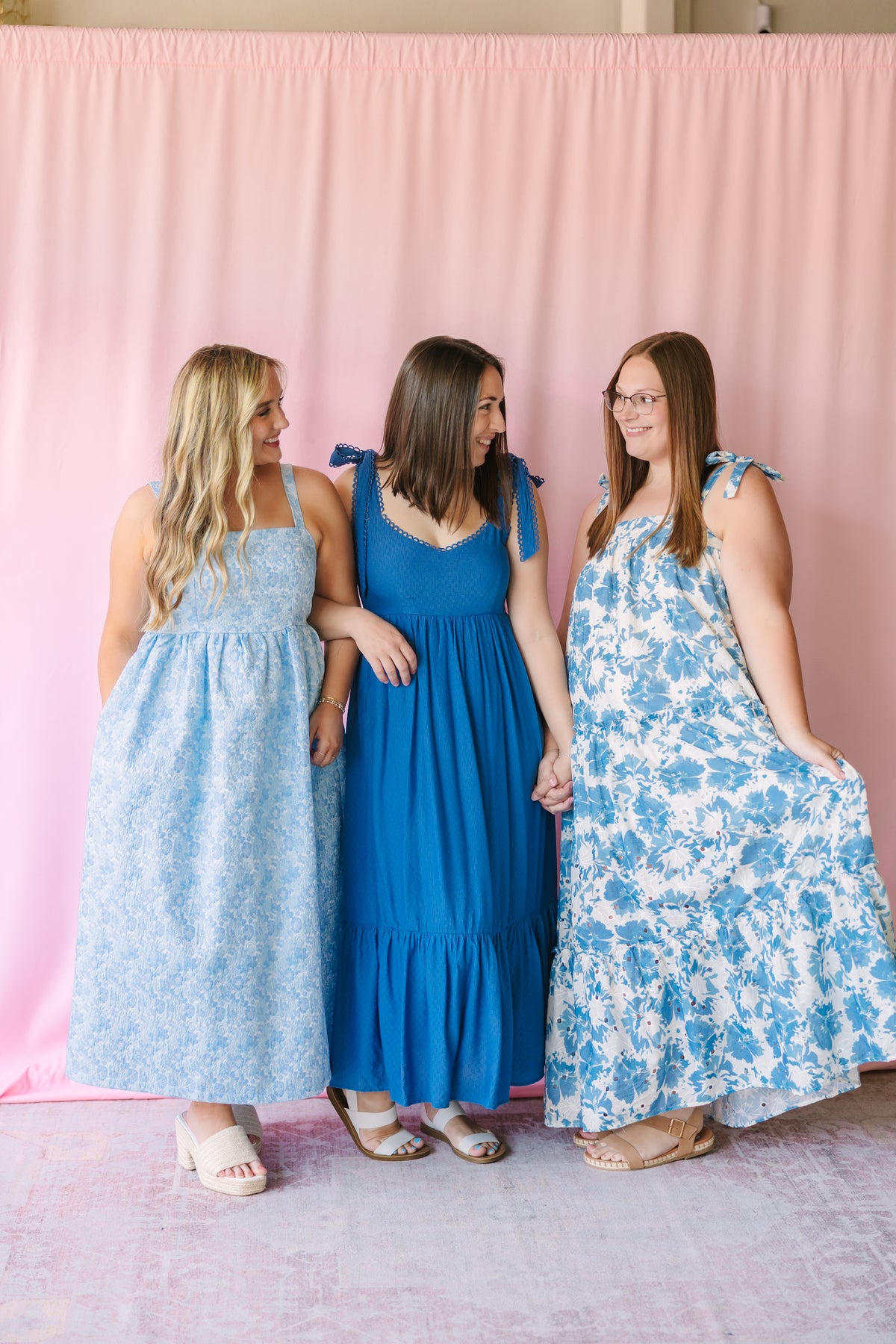 Dusty Blue Eyelet Trim Midi