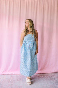 Blue Floral Jacquard Dress