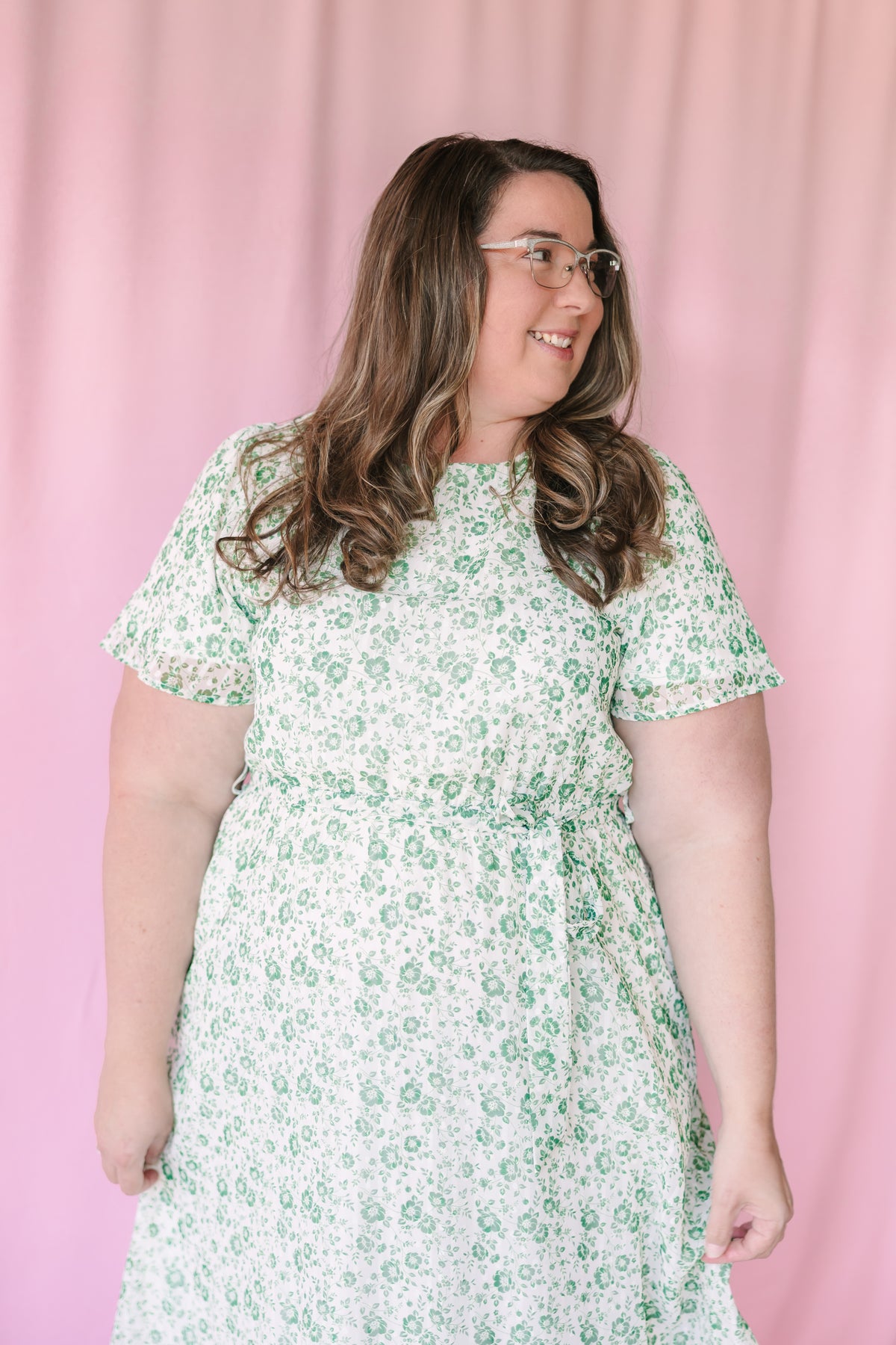 Ivory Green Floral Maxi Dress