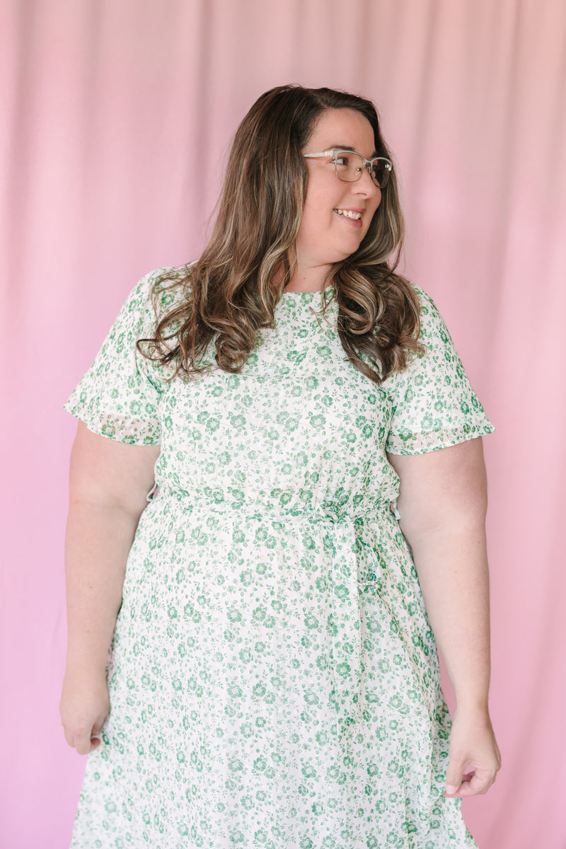 Ivory Green Floral Maxi Dress