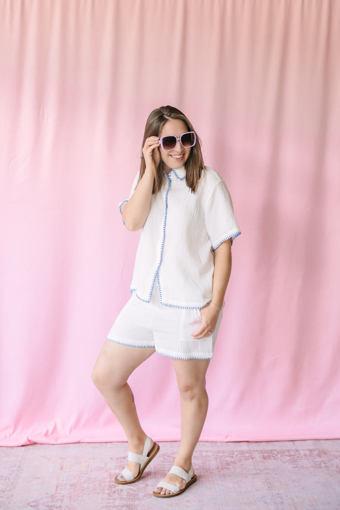 Cotton Gauze Short Sleeve Top