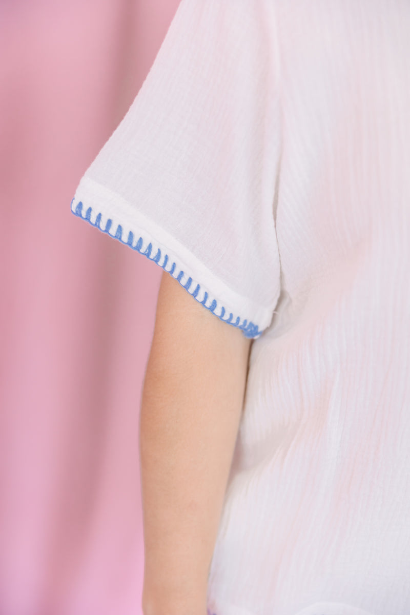 Cotton Gauze Short Sleeve Top