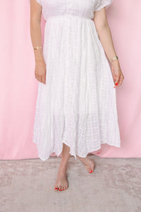 White Button Front Midi Dress