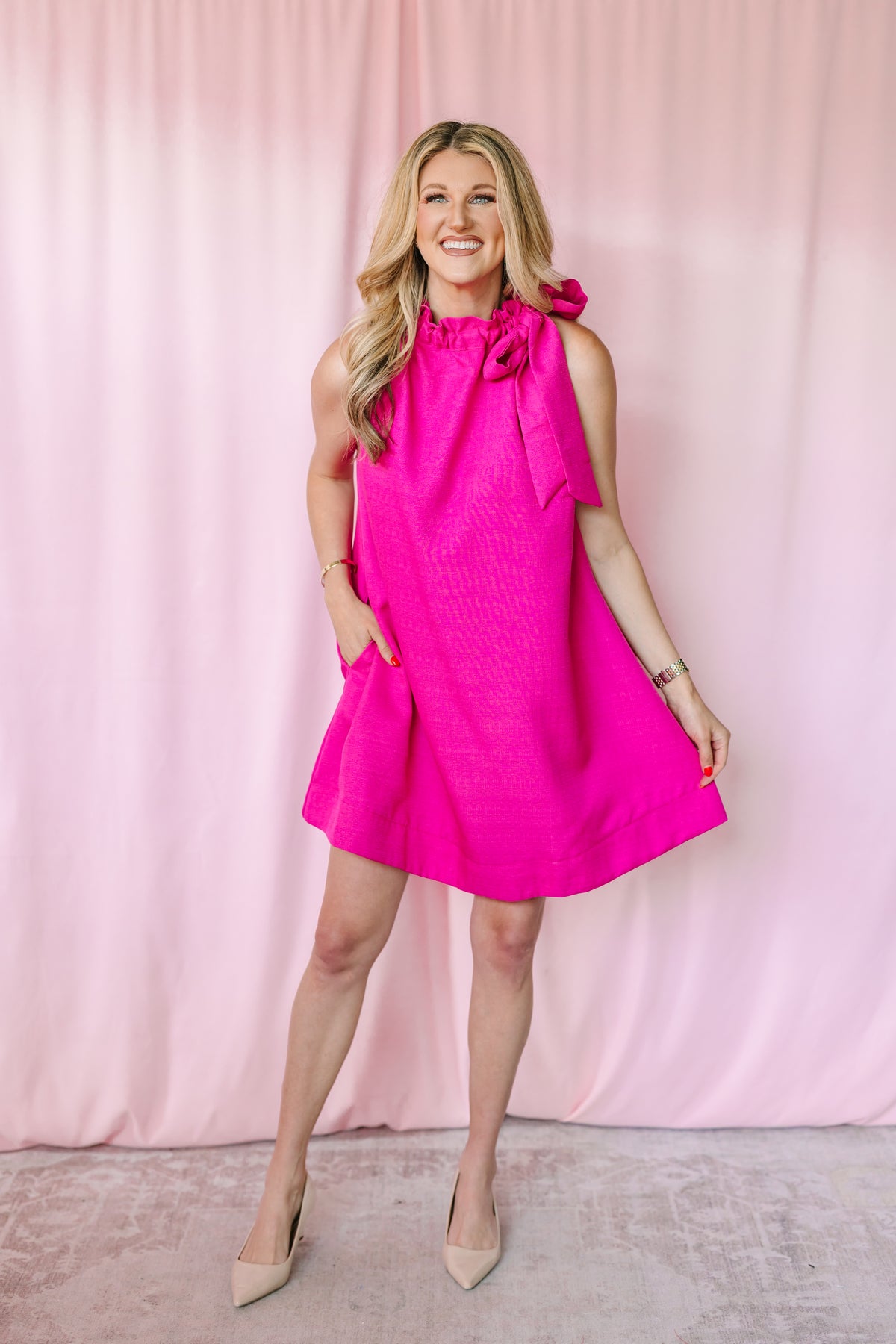 Magenta Sleeveless Mini Dress