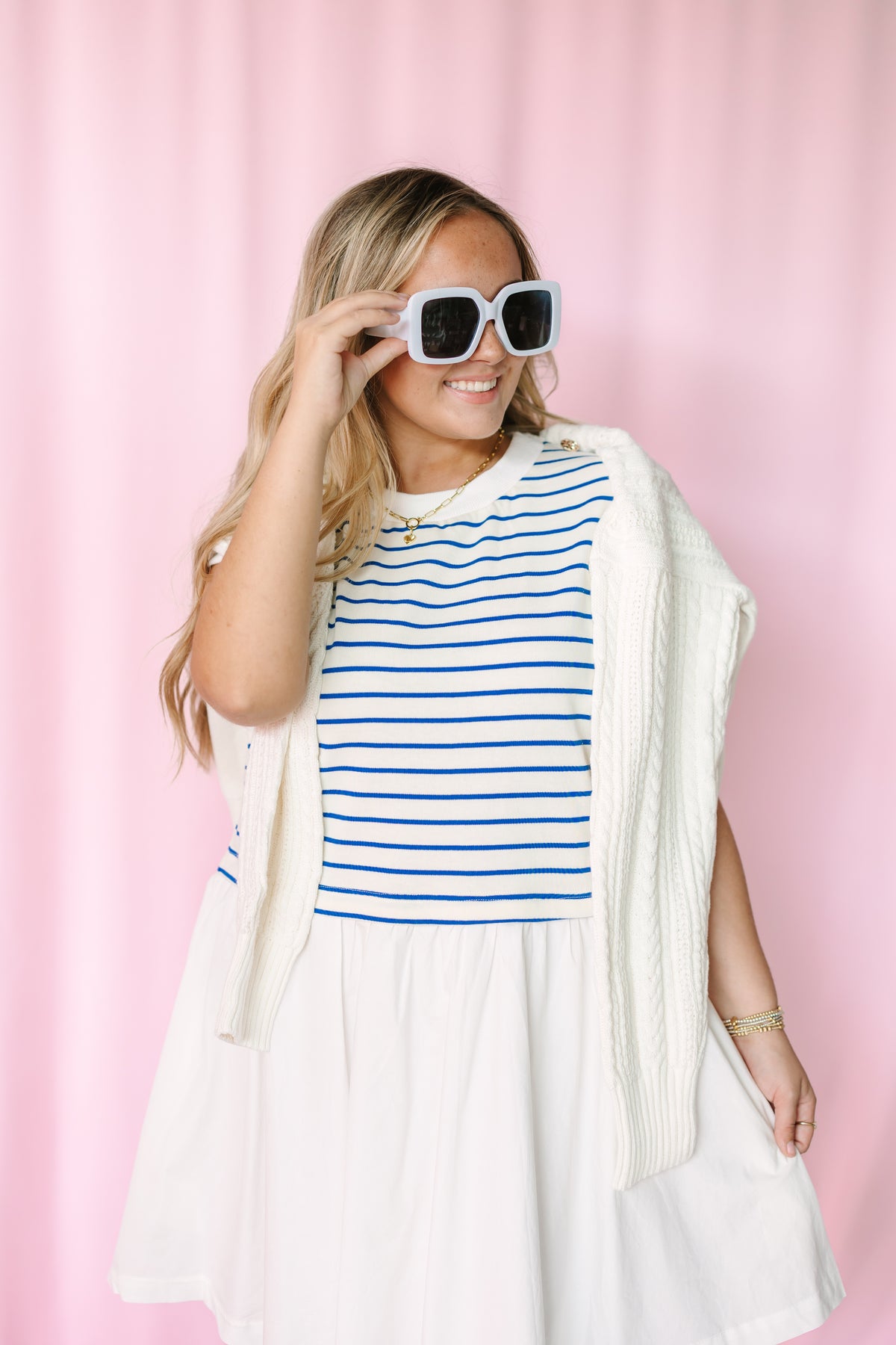 Marine Blue Striped Mini Dress