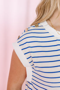 Marine Blue Striped Mini Dress